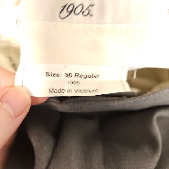 Jos A Bank 1905 Mens 36R Gray Flat Front Wool Dress Pants Trousers - Picture 5 of 10